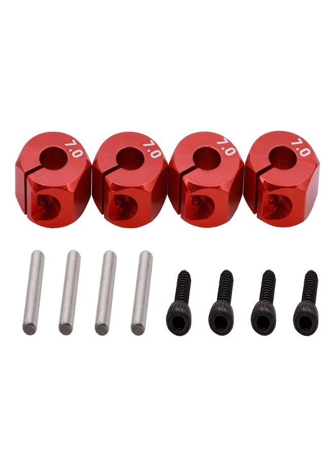 Treehobby 4PCS Aluminum 12mm hex hubs adapters 7mm Thickness Compatible with 1:10 HSP HPI Redcat traxxas RC Buggy Slash 4wd etc(Red) - Image 1